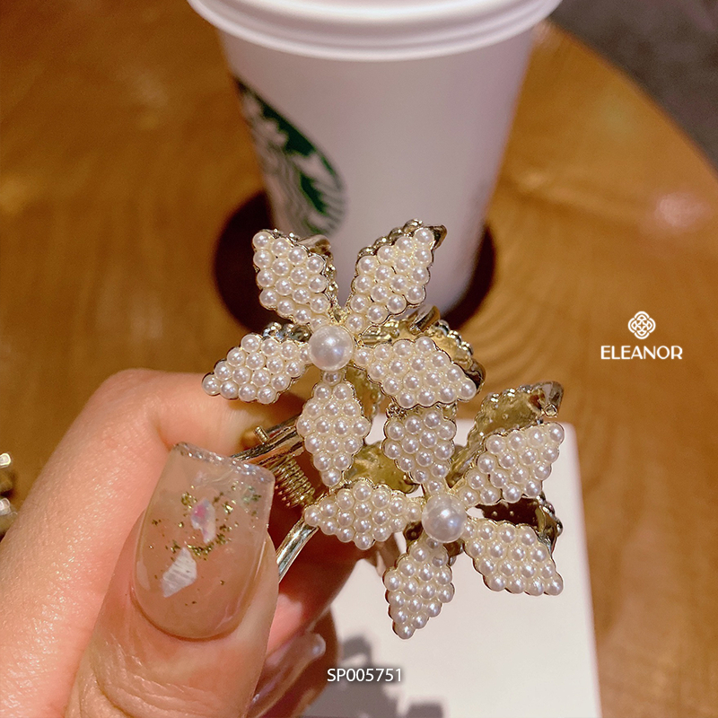 Kẹp tóc nữ càng cua Eleanor Accessories đính ngọc trai nhân tạo phụ kiện tóc 5751