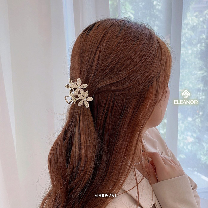 Kẹp tóc nữ càng cua Eleanor Accessories đính ngọc trai nhân tạo phụ kiện tóc 5751