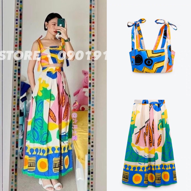 SET - VÁY HOA VĂN ZARA XUẤT DƯ XỊN HÀNG CHUẨN