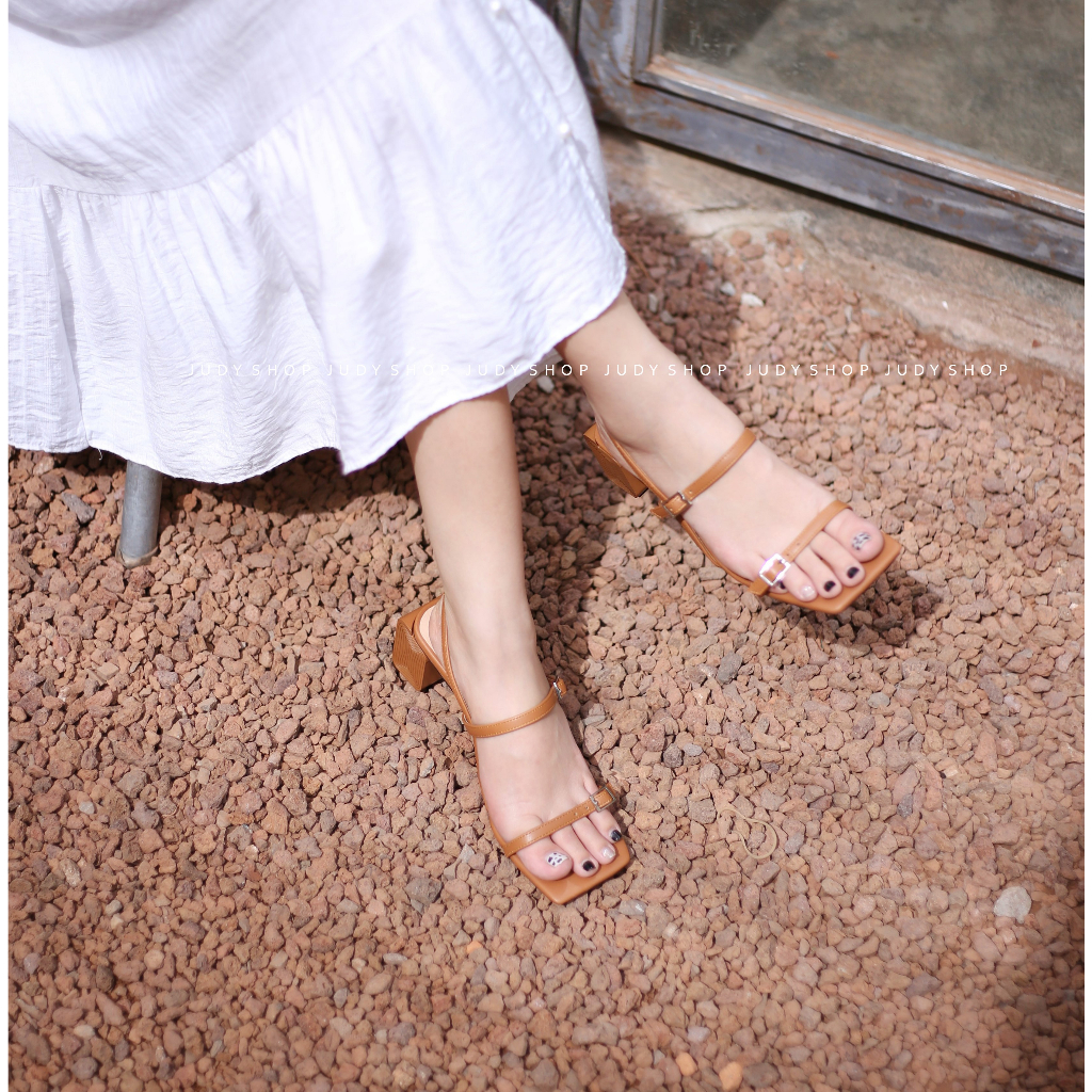 Giày Judy- Giày Sandal Alex & Sara Quai Ngang Khuy Gót Thiết Kế 6p Đẹp Mắt VNXK