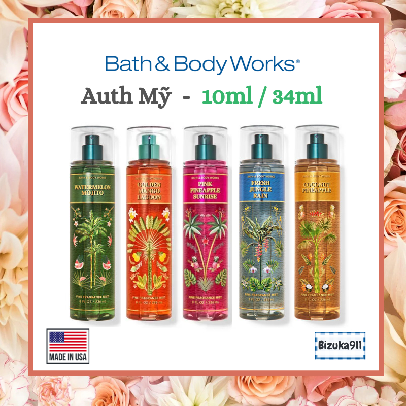 Watermelon Mojito| Fresh Jungle Rain| Golden Mango Lagoon - Body mist xịt thơm Auth
