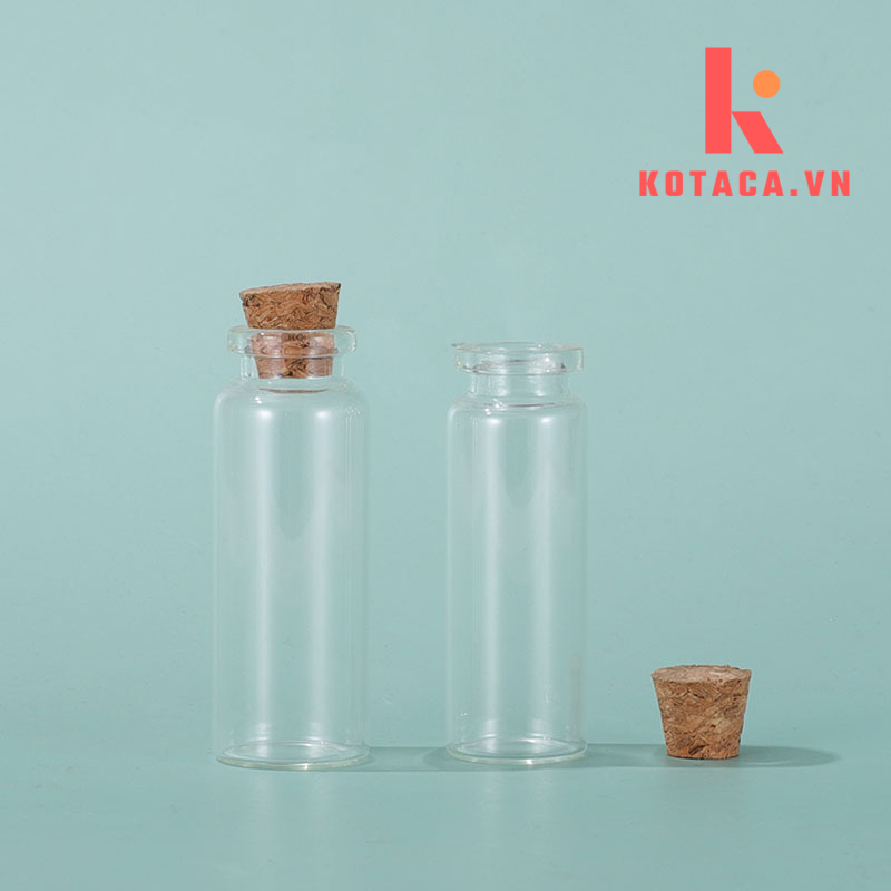 Lọ Thủy Tinh Nhỏ Nắp Bần Làm Đồ Handmade, Đựng Đá Năng Lượng, Hạt Cà Phê 2 Kích Thước
