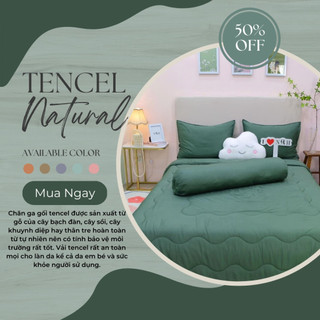 SP - Bộ chăn ga gối Tencel Cao Cấp Xanh rêu đậm trơn