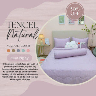 SP - Bộ chăn ga gối Tencel Cao Cấp Tím nhạt trơn