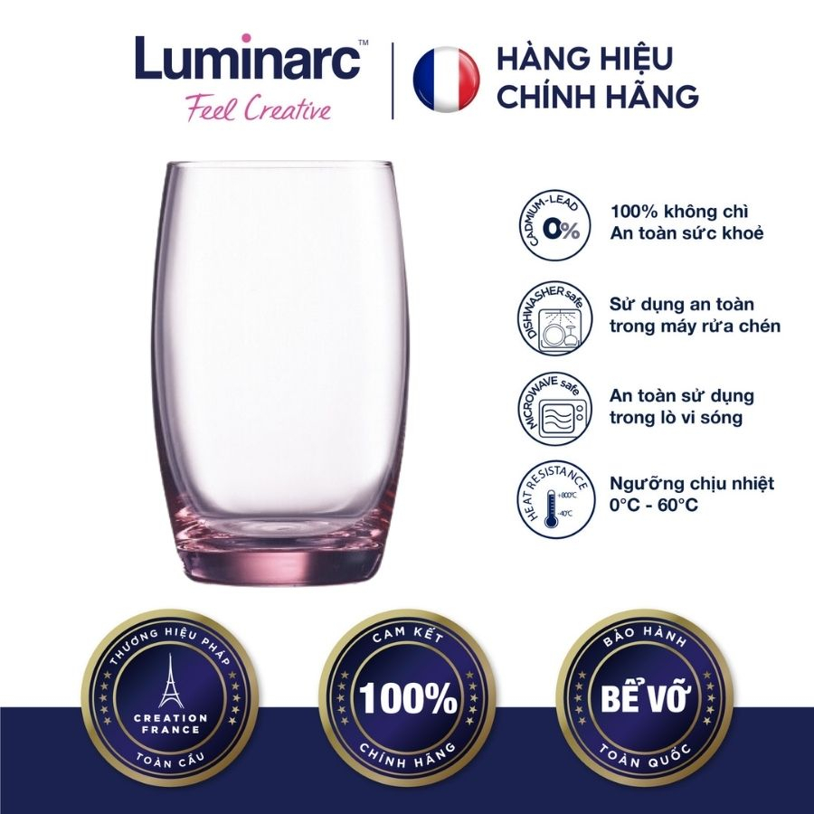 Bộ 6 Ly Thuỷ Tinh Cao Luminarc Salto Pink 350ml- LUSAJ5385