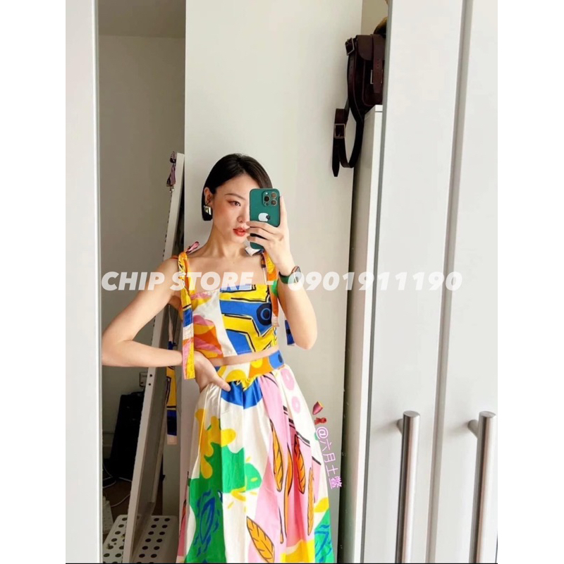 SET - VÁY HOA VĂN ZARA XUẤT DƯ XỊN HÀNG CHUẨN