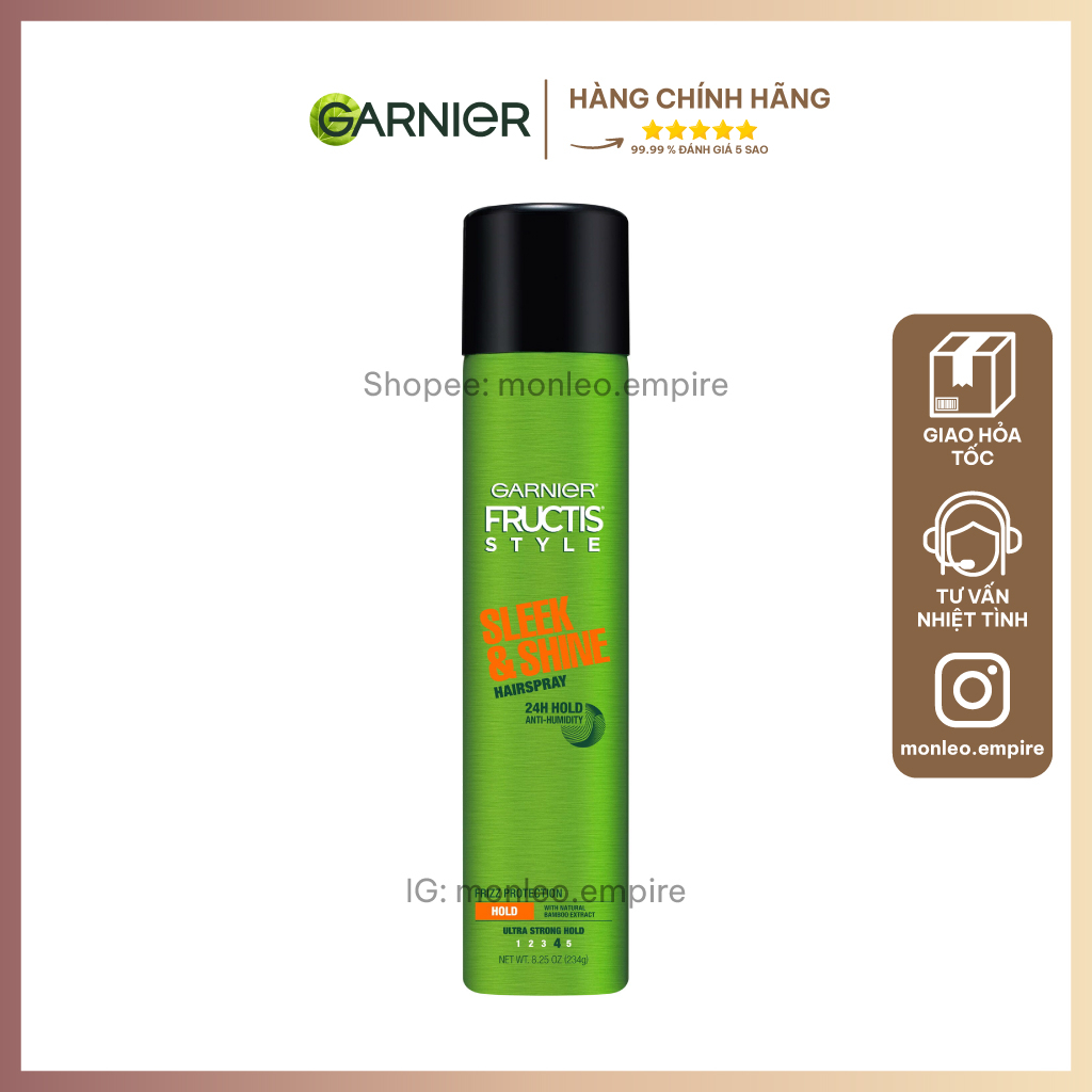 Keo xịt giữ nếp tóc Garnier Fructis Style Sleek & Shine Hairspray 234g