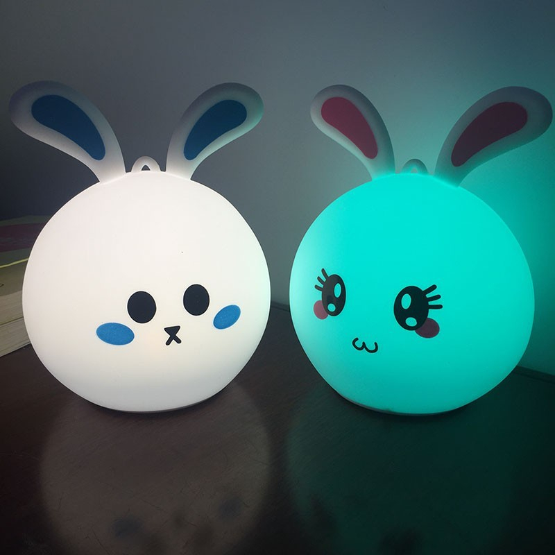 Đèn ngủ cảm ứng nhiều màu sắc hình thỏ dễ thương, đèn ngủ trang trí phòng, làm quà tặng