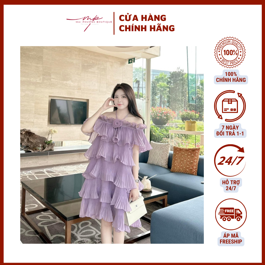 Váy tơ xếp tầng thời trang, mặc được cho cả mẹ bầu fullsize