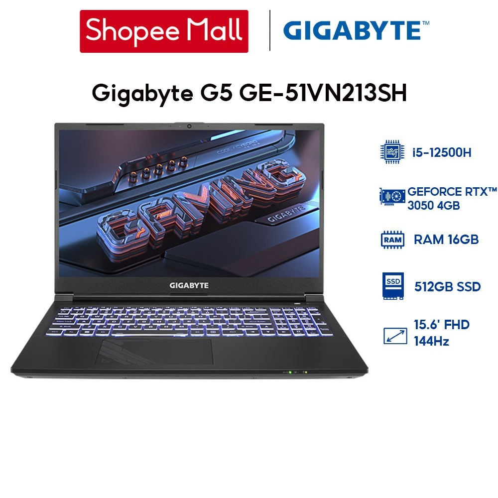 Laptop Gigabyte G5 GE-51VN213SH i5-12500H | 16GB | 512GB | GeForce RTX™ 3050 4GB |Win 11