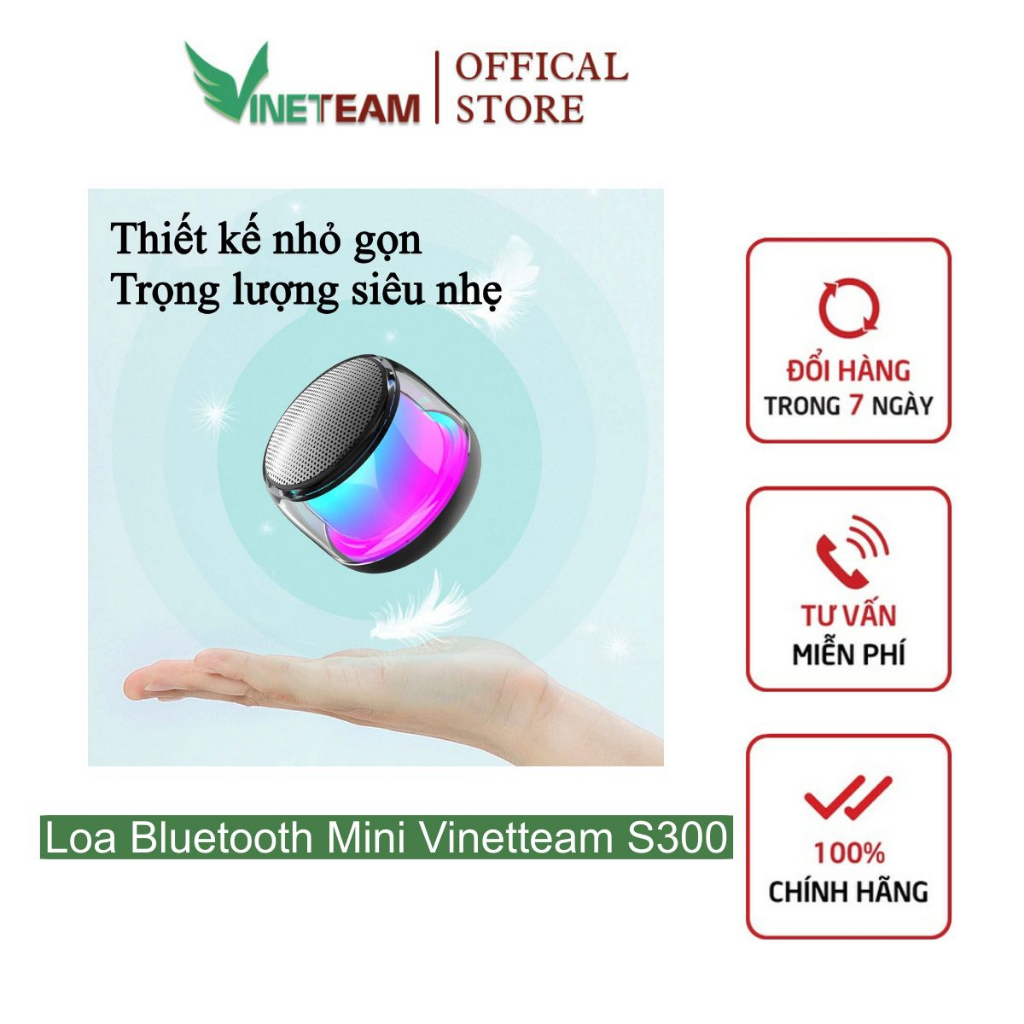 Loa Bluetooth Mini Vinetteam S300 Có hỗ trợ Thẻ Nhớ,Dòng Loa Mini Pin Trâu, Đèn Led Rgb -dc5038