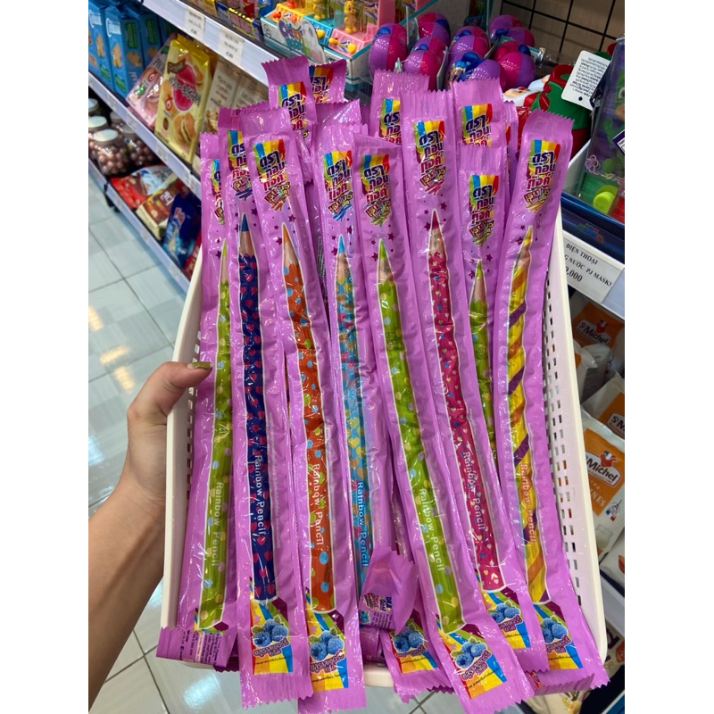 Kẹo bút chì dâu/ phúc bồn tử cầu vồng Thái