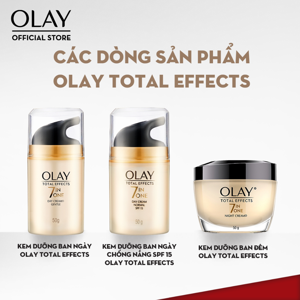 Kem Dưỡng Ban Ngày Phục Hồi & Ngăn 7 Dấu Hiệu Lão Hóa Dịu Nhẹ SPF 15 OLAY TOTAL EFFECTS 50G