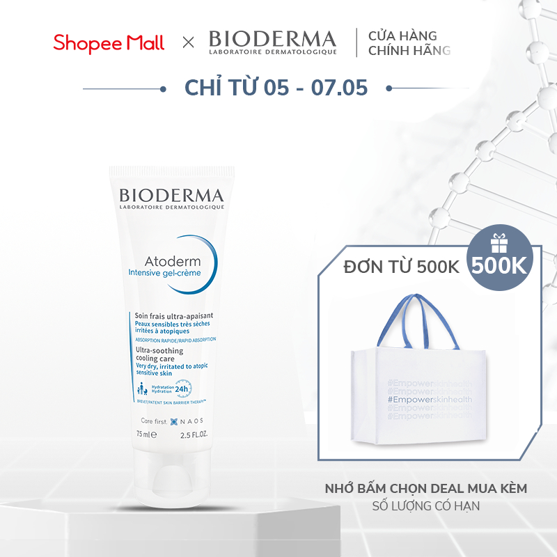 Kem gel dưỡng ẩm và làm dịu dạng gel cho da khô và rất khô Bioderma Atoderm Intensive gel-crème 75ml