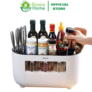 Kệ gia vị để bàn ecoco, kệ để đồ nhà bếp đa năng, để đồ kèm khay đựng gia vị