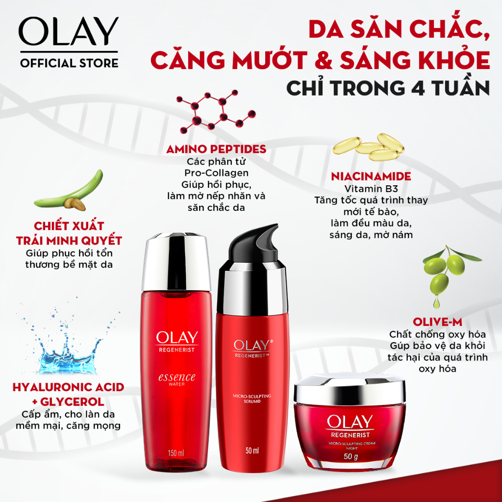 Kem Dưỡng Ẩm Ban Đêm Căng Mướt, Sáng Khỏe & Ngừa Lão Hóa OLAY REGENERIST 50G