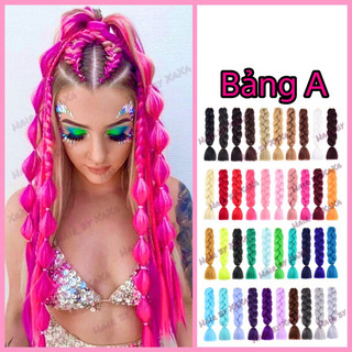 Tóc giả tết bím màu trơn dùng tự tết tóc box braids, cornrow, dreadlock dài 60cm 100g