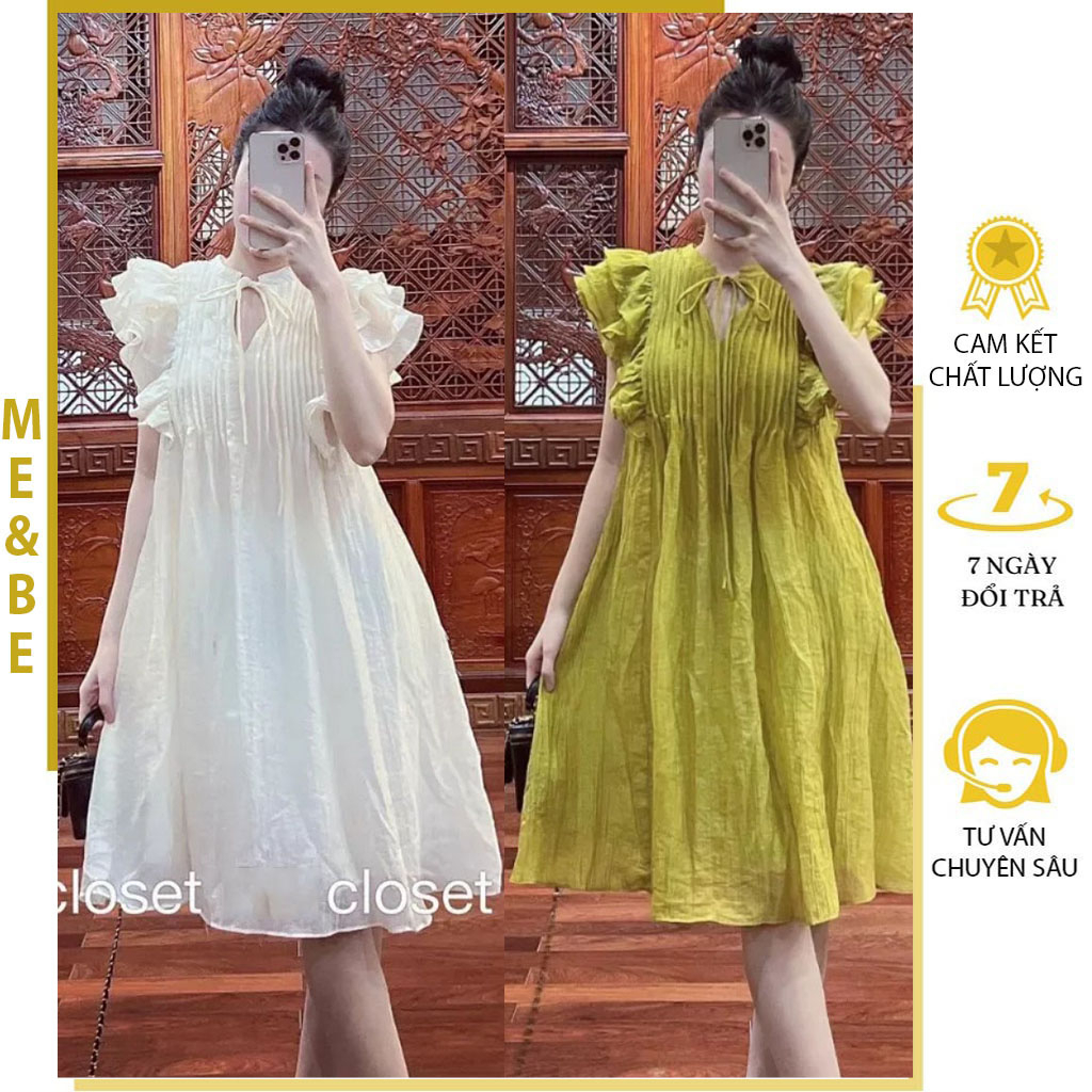 ĐẦM VÁY BẦU DỰ TIỆC DÁNG TIỂU THƯ SANG CHẢNH - ĐẦM BẦU BABYDOLL CÔNG SỞ MÙA HÈ ĐẸP MẶC TRƯỚC VÀ SAU SINH FREESIZE