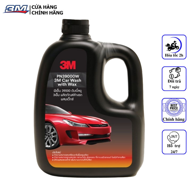 [Mã BMLTM50 giảm đến 50K đơn 99K] Xà bông rửa xe siêu bọt 3M Car Wash With Wax PN39000W- 1L - 3M Long Vu