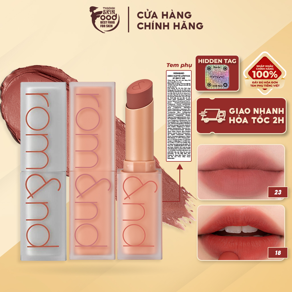 [NEW] [MUTERAL NUDE] Son Thỏi Siêu Lì Cao Cấp Hàn Quốc Romand New Zero Matte Lipstick 3g