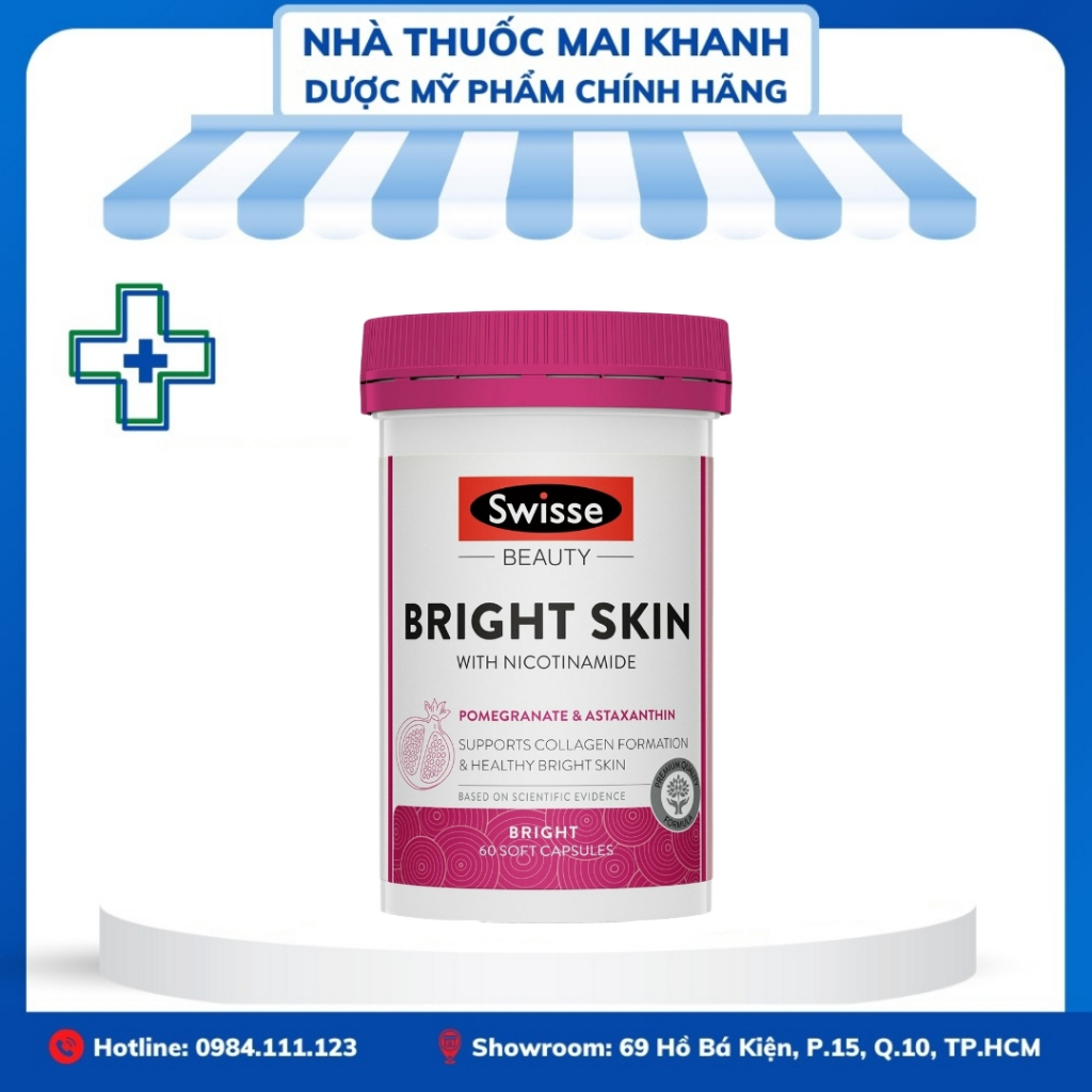 Viên uống trắng sáng da cao cấp Swisse Beauty Bright Skin 60 viên Úc