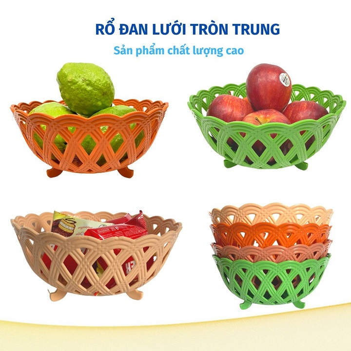 Rổ tròn nhựa có chân giả đan lưới Thắng Lợi - Rổ đựng trái cây, rau củ quả