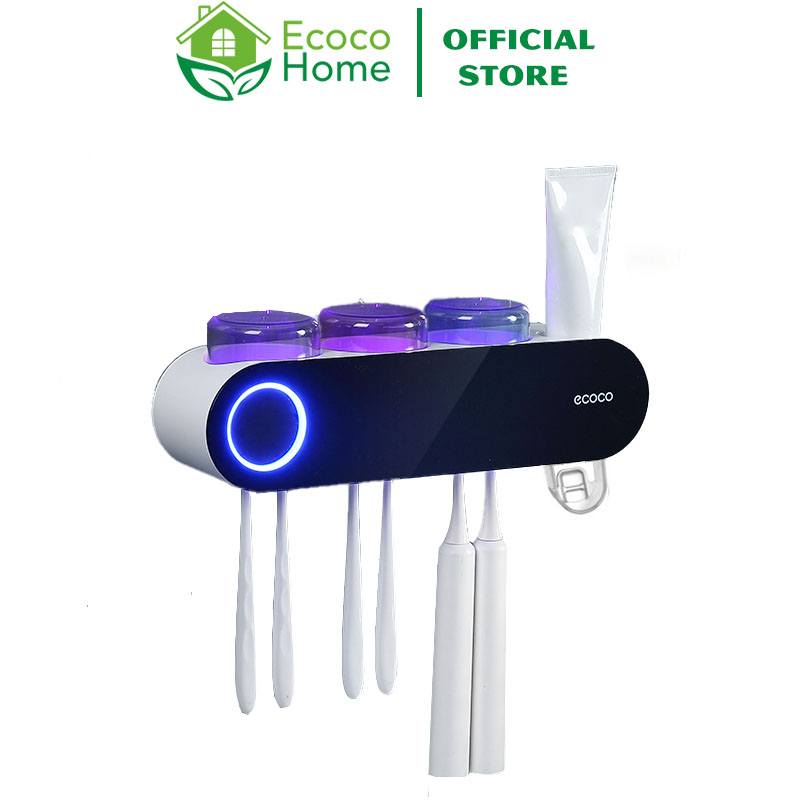 Bộ Nhả Kem Đánh Răng Tự Động Khử Trùng Bằng Tia Cực Tím, Bộ Nhả Kem Ba Cốc Sang Trọng Ecoco