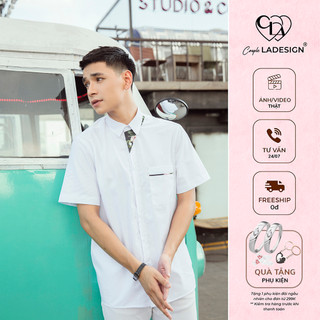 Áo sơ mi nam coupleladesign sơ mi trắng cộc tay elias shirt cổ đức basic sang trọng đi làm đi chơi đi tiệc