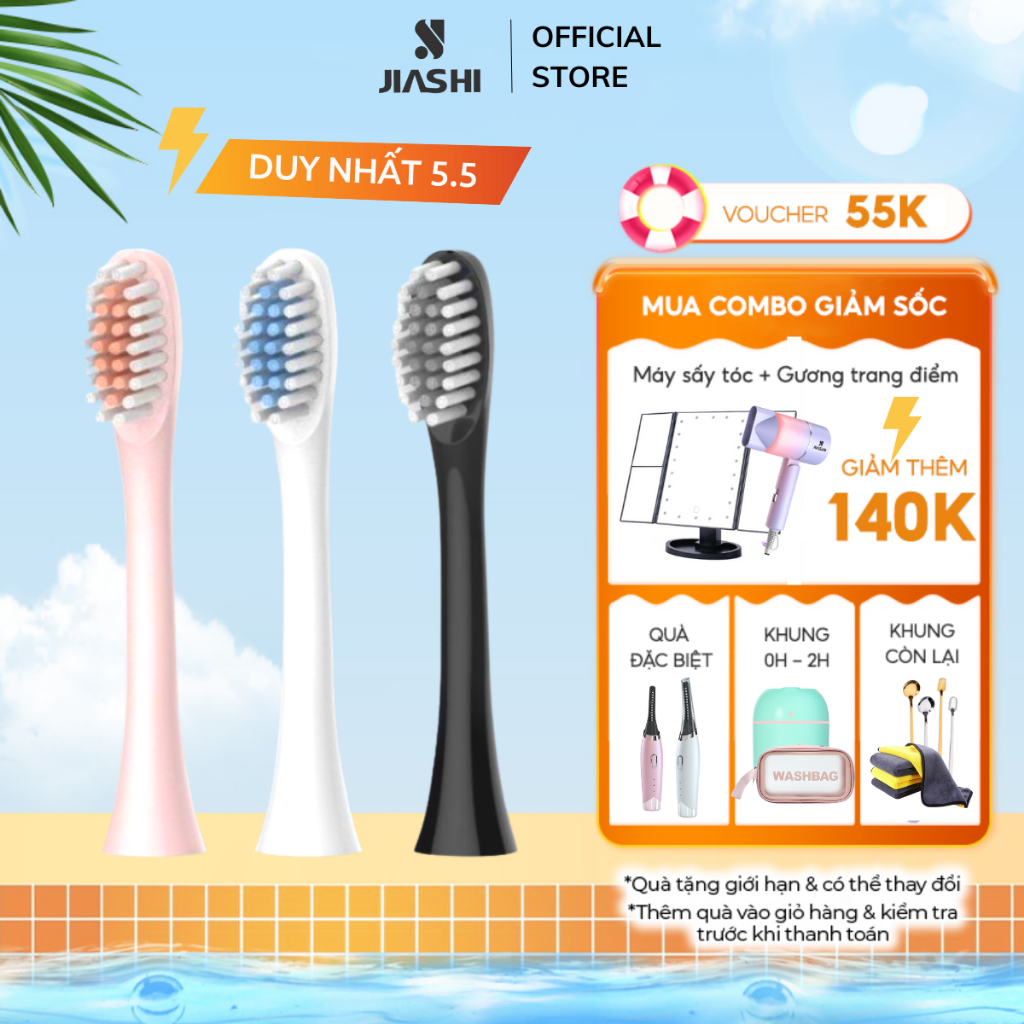Đầu bàn chải điện đánh răng Sonic X-3 đầu tròn chống thấm lông lụa Dupont mềm mại DBC01