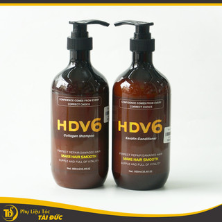Cặp dầu gội xả hdv6 collagen chuyên phục hồi mượt tóc chai 800mlx2 tóc óng mượt không cần đi tiệm hấp dầu
