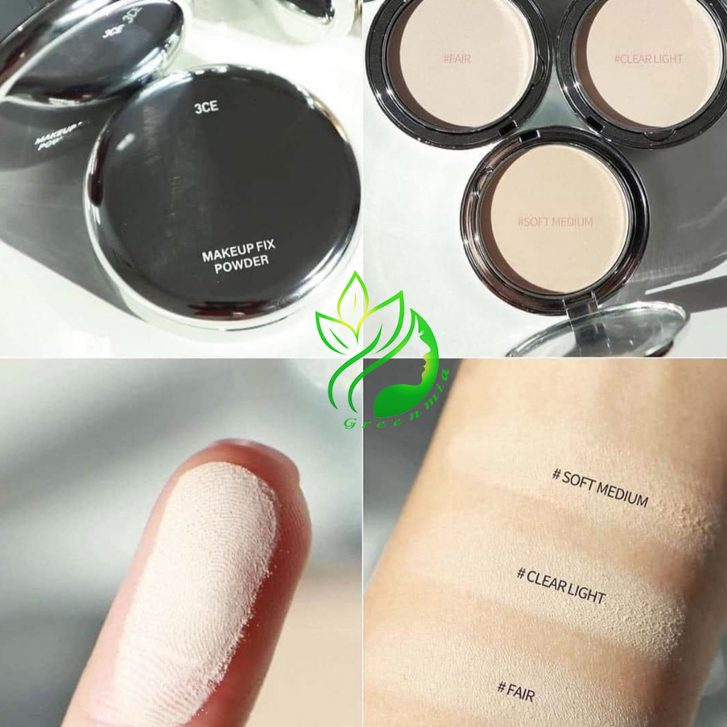PHẤN PHỦ NÉN 3CE MAKEUP FIX POWDER FAIR SOFT CLEAR LIGHT SIÊU MỊN CHE PHỦ CHÂN LÔNG KHUYẾT ĐIỂM