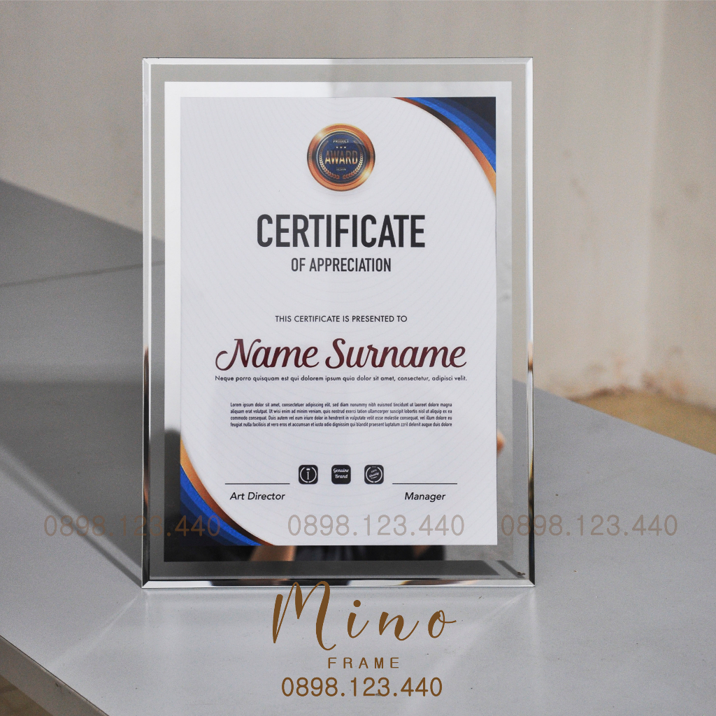 Khung Ảnh Bằng Khen A5, A4, 10inch Mino Frame