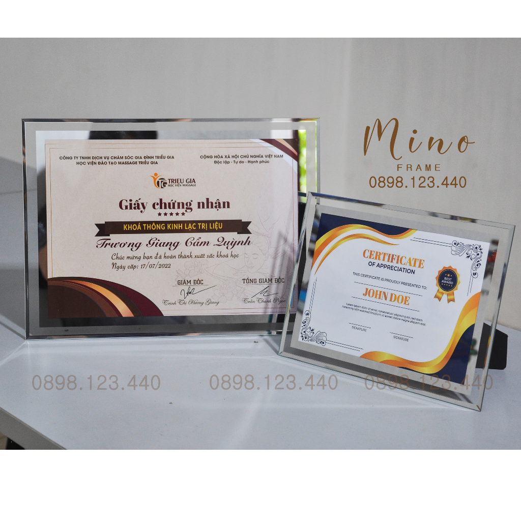 Khung Ảnh Bằng Khen A5, A4, 10inch Mino Frame