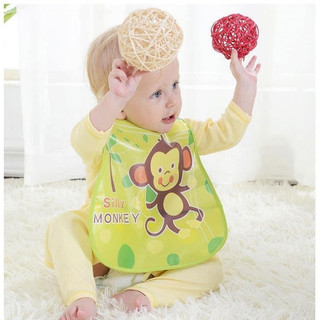 Yếm máng hứng ăn dặm Nilon chống thấm siêu nhẹ cho bé