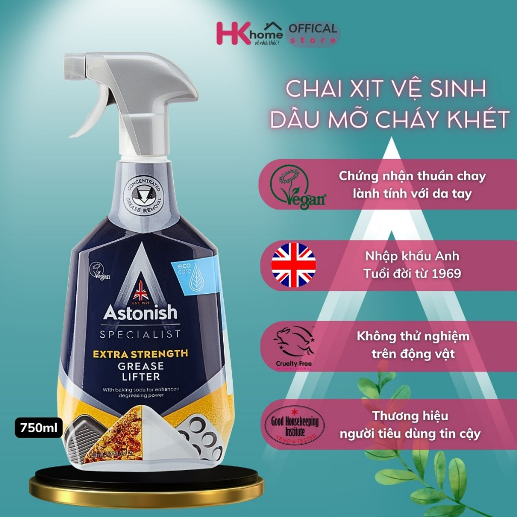 Chai xịt lau dọn dầu mỡ chiên rán Astonish C6750 chai 750ml không mùi