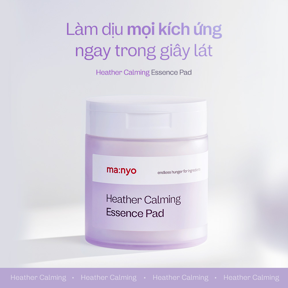 ma:nyo Heather Calming Tinh Chất (60 Tờ) Bông Tẩy Trang Cho Da Nhạy Cảm, 100% Cotton