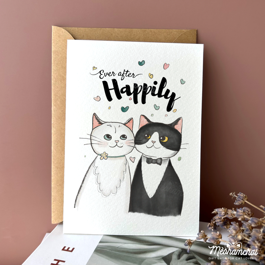 Thiệp chúc mừng đám cưới hình mèo | Thiệp kỷ niệm ngày cưới | Wedding Anniversary | Mèo Ham Chơi