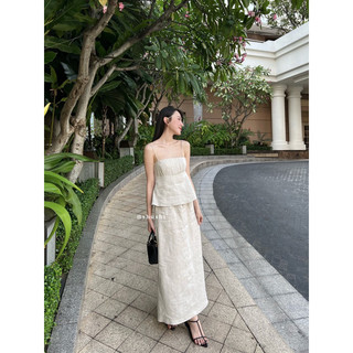 𝗛𝗮𝗻𝗻𝗶 𝗦𝗸𝗶𝗿𝘁 - Chân Váy Dài Linen Tưng ( ảnh chính chủ )