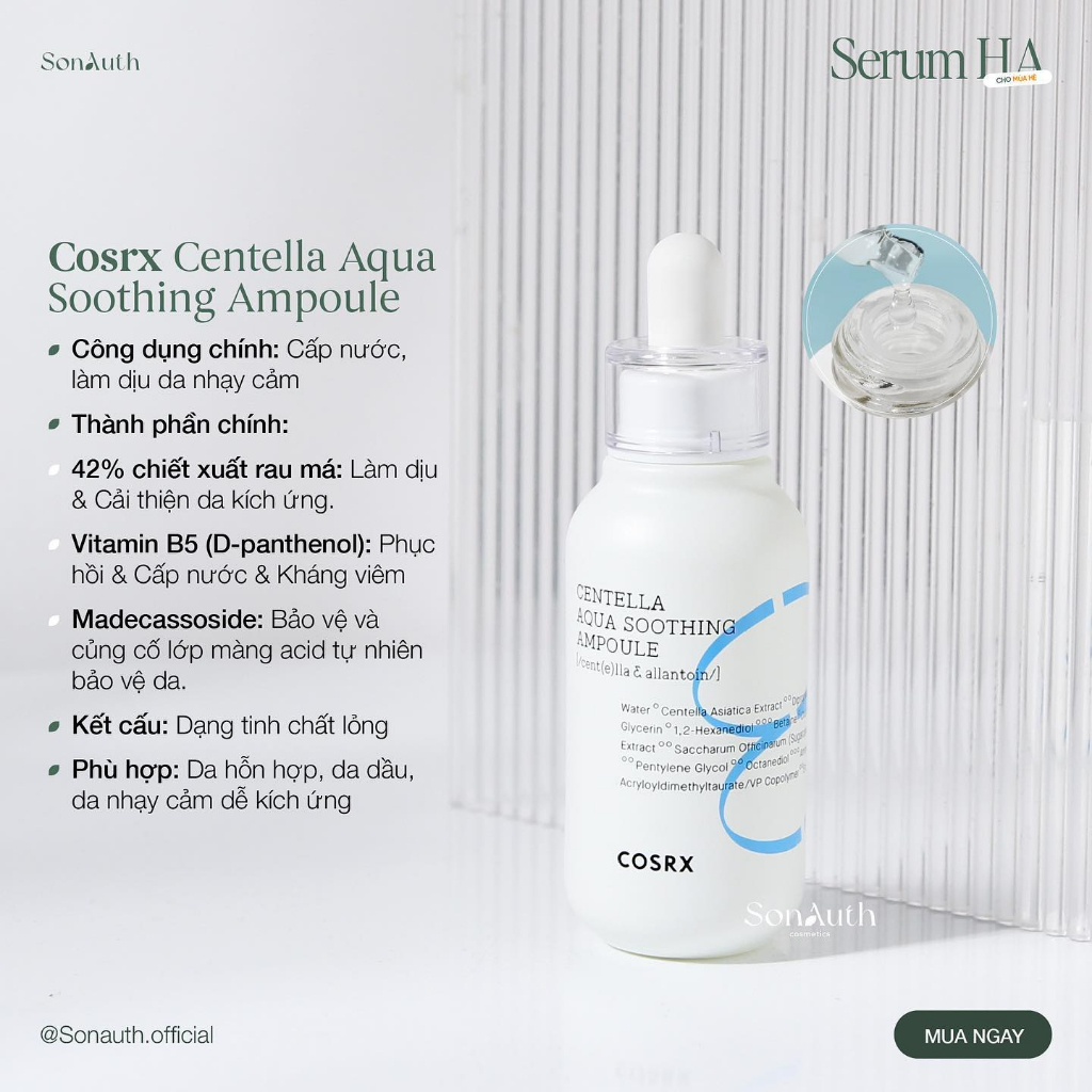 Tinh chất Cosrx Centella Aqua Soothing & Triple Moisture Ampoule 40ml