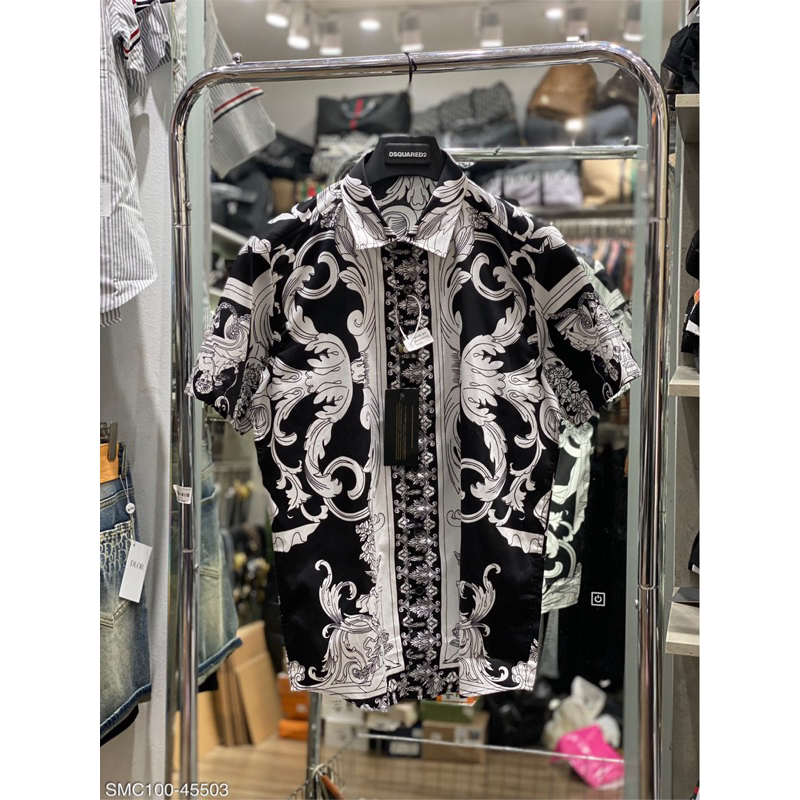 Áo sơ mi cộc hoạ tiết hoa văn ,thời trang cao cấp 2023