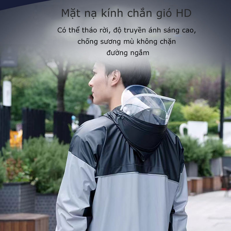 Áo mưa bộ người lớn 1 người siêu chống thấm dặn siêu chống thấm phối màu thời trang mặc thay áo gió