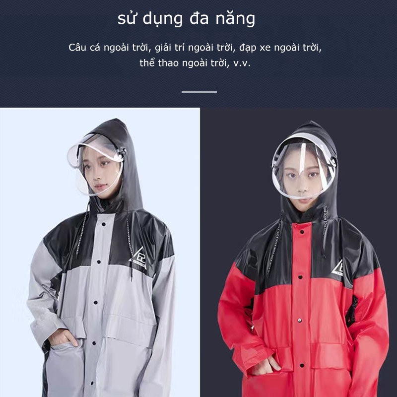 Áo mưa bộ người lớn 1 người siêu chống thấm dặn siêu chống thấm phối màu thời trang mặc thay áo gió