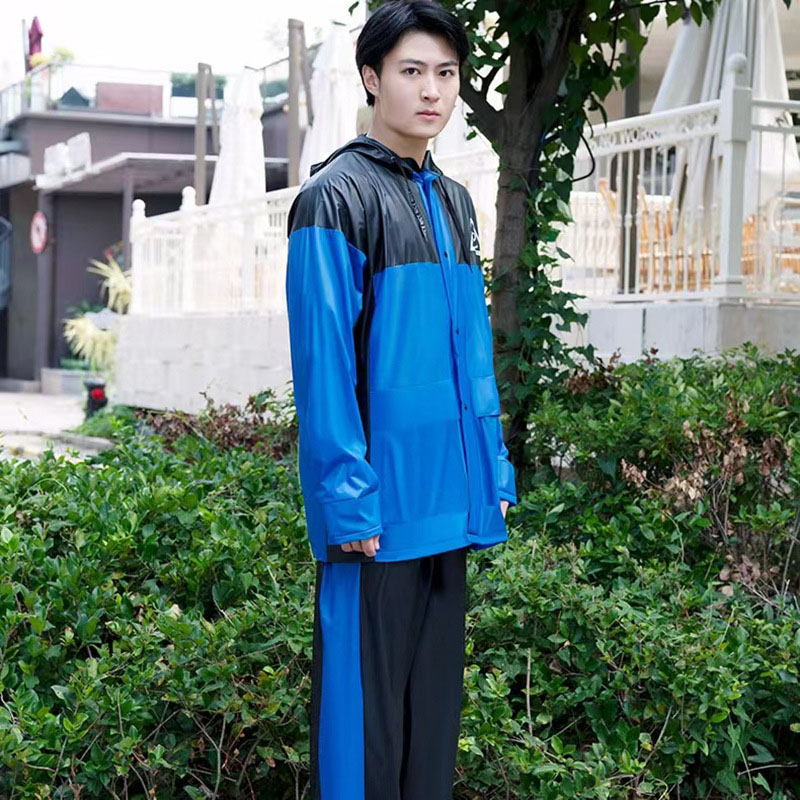 Áo mưa bộ người lớn 1 người siêu chống thấm dặn siêu chống thấm phối màu thời trang mặc thay áo gió