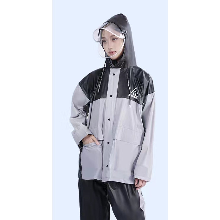 Áo mưa bộ người lớn 1 người siêu chống thấm dặn siêu chống thấm phối màu thời trang mặc thay áo gió