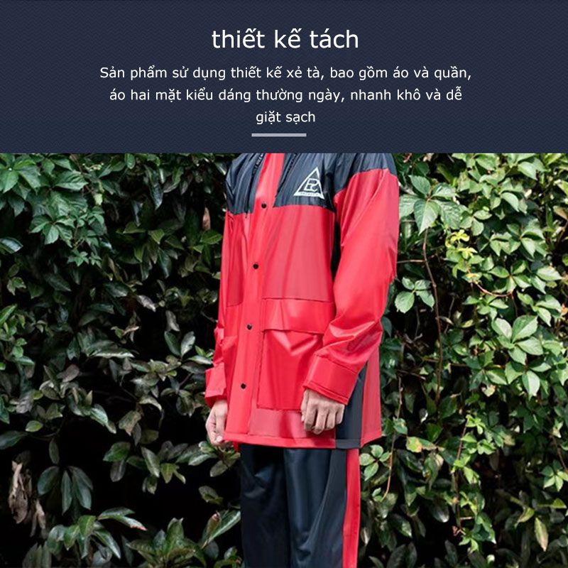 Áo mưa bộ người lớn 1 người siêu chống thấm dặn siêu chống thấm phối màu thời trang mặc thay áo gió