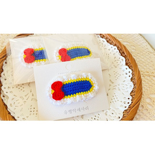 Kẹp tóc tiểu thư bạch tuyết bằng len handmade