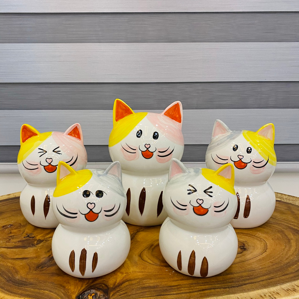 Heo đất Tiết kiệm Gốm Sứ Bát Tràng - Hình Mèo NEKO siêu ngộ nghĩnh đáng yêu cute