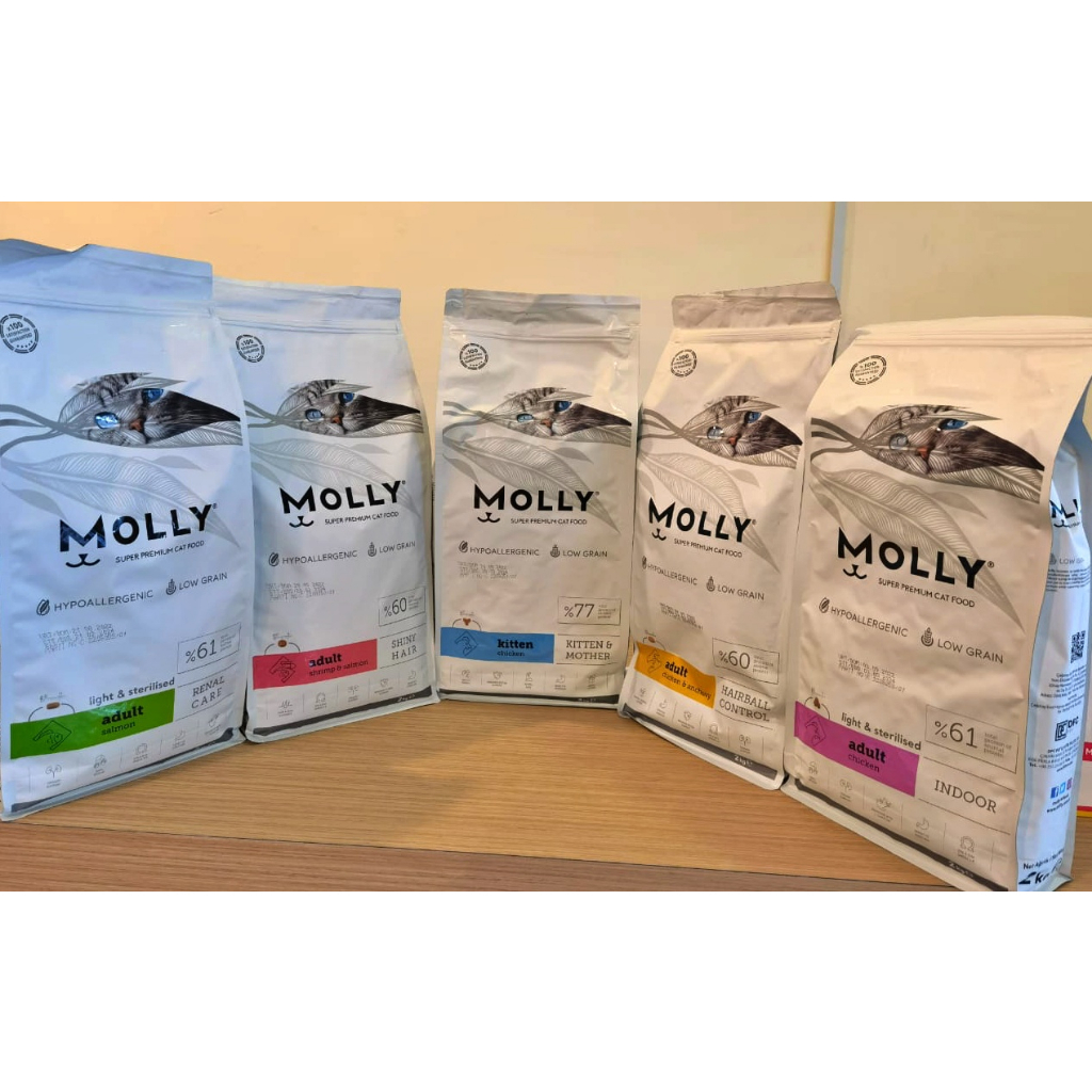 Thức ăn hạt cho mèo Molly cho mèo lớn Kiểm soát cân nặng dành cho mèo thừa cân vị thịt gà từ Thổ Nhĩ Kỳ Túi 2kg (Tím)