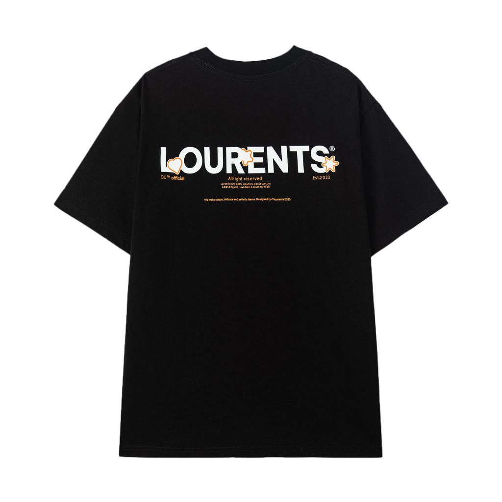 Áo Thun Tay Lỡ Lourents Local Brand OU Heart Premium Cotton - TEE3 Đen