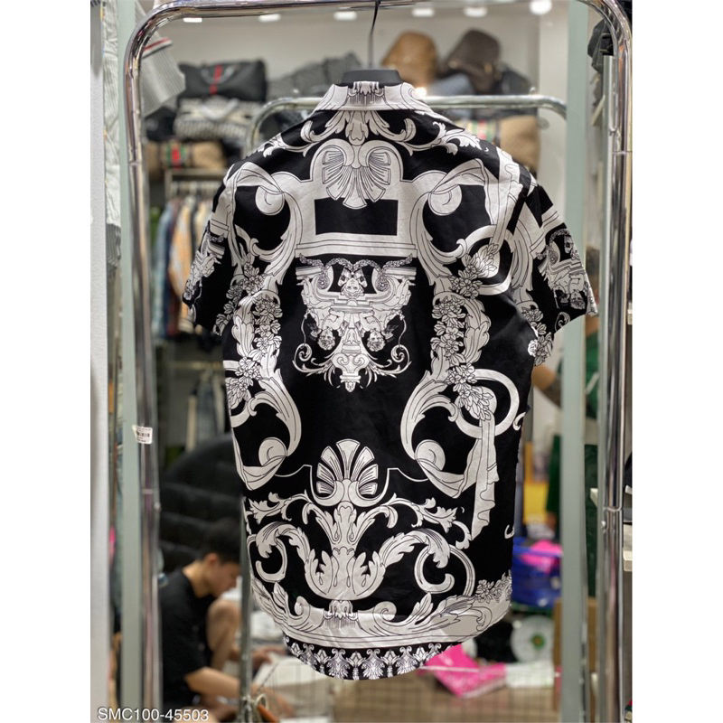 Áo sơ mi cộc hoạ tiết hoa văn ,thời trang cao cấp 2023